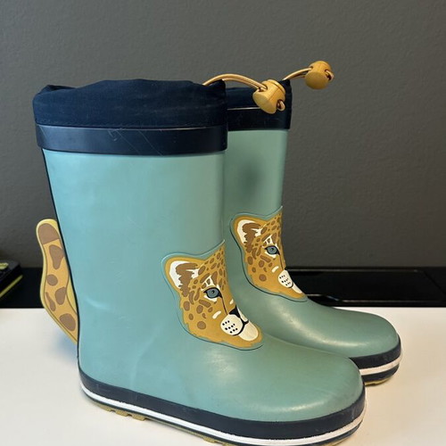 Rainy Leopard Boys' Rain Boots used, size 27, blue turquoise