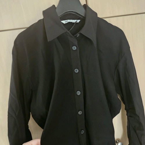 Zara black slim fitted shirt-style dress like new, size small