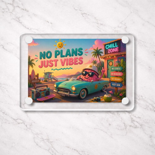 Acrylic fridge magnet No Plans new, summer brainrot meme