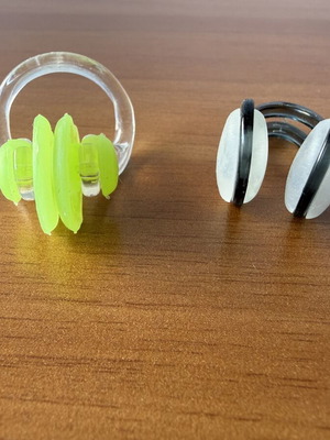 Set of 2 colorful swimming nose clips with case and plastic bag