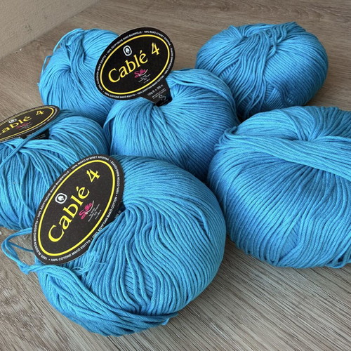 Cotton Cable 4 Yarn Spring Turquoise 5.5 Pieces New