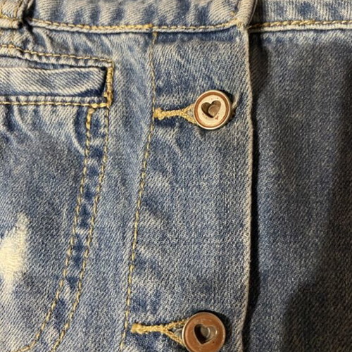 Mini denim skirt like new, blue, size S with buttons and distressed style