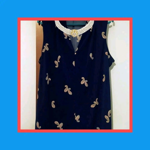 Blue blouse with beautiful pattern, XL