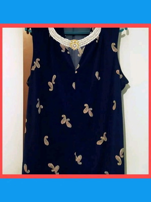 Blue blouse with beautiful pattern, XL