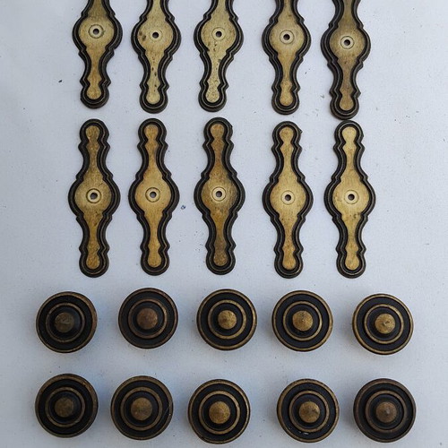 Old brass door handles, set of 10