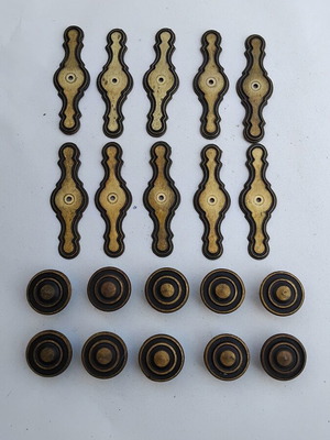 Old brass door handles, set of 10