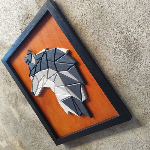 Geometric Wolf 3D Wooden Wall Art Prism Lykos new