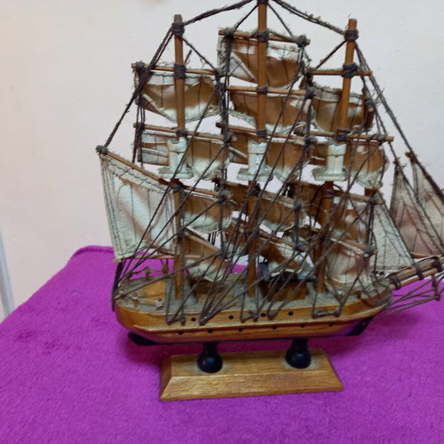 Vintage wooden Mayflower ship model used