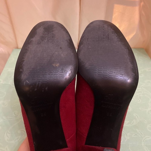 Suede pumps used size 39 with bow red-burgundy