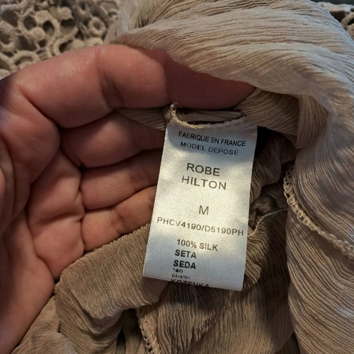 Semi-transparent silk short dress with embroidery LMLULU like new, beige