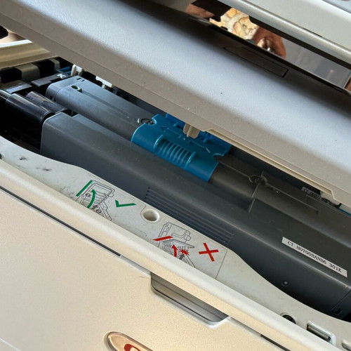 OKI MC332 multifunction printer used, print, scan, copy, fax