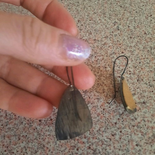 Handmade earrings of brass with gold and silver plating like new