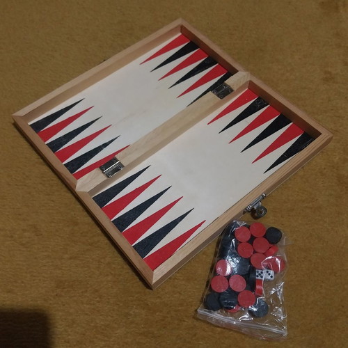 Wooden backgammon small size new 22x22 cm