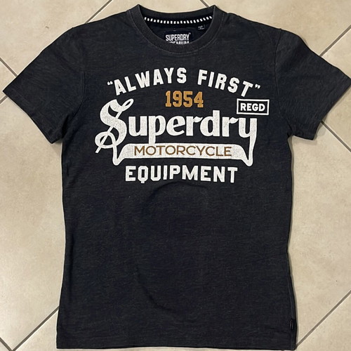 Superdry Premium T-Shirt, black, size S, motorcycle equipment print
