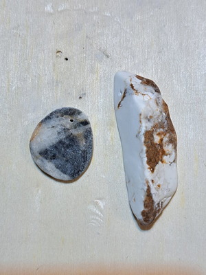 Natural stones with hole like new, white and brown colors