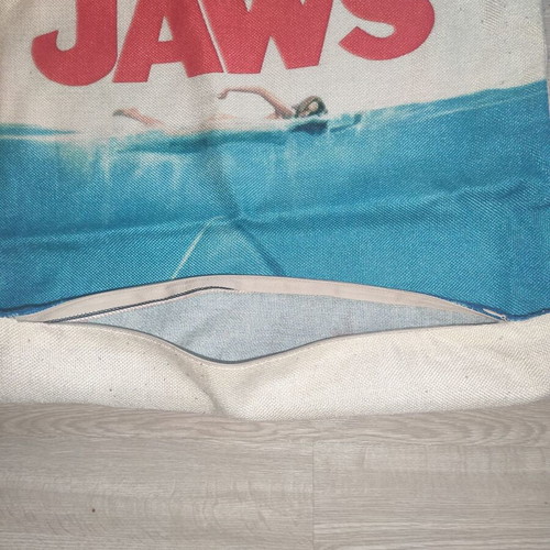 Jaws pillowcase 45x45 cm retro shark print, used