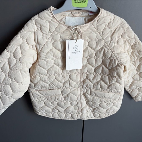 Zara quilted jacket new with tags, water repellent, beige, size 92cm
