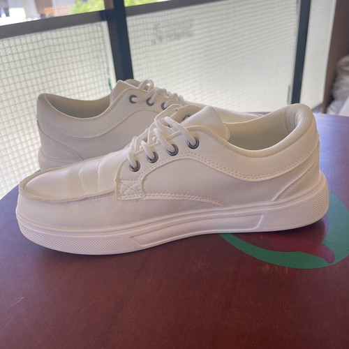 White Platform Moc-Toe Casual Sneakers, size 42
