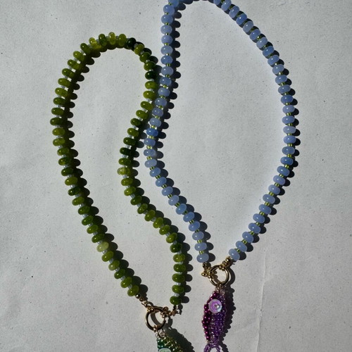 Cupid Studio necklace new with glass beads in blue and green
