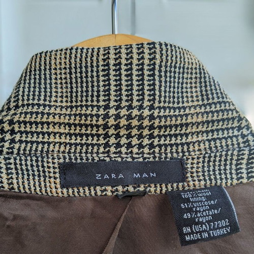 Zara Glen Plaid Checked Sport Jacket used, size XL