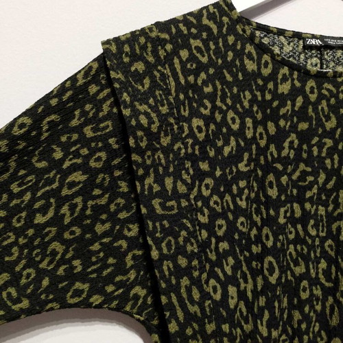 Zara mini dress green leopard like new -  5,00 - Vendora.cy