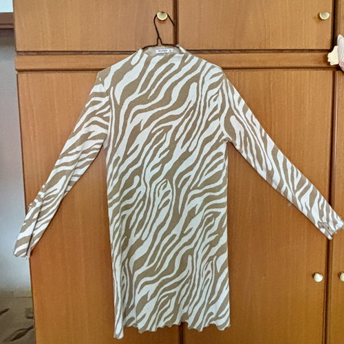 Stradivarius Zebra Print Mini Dress with Stand Collar like new, size L