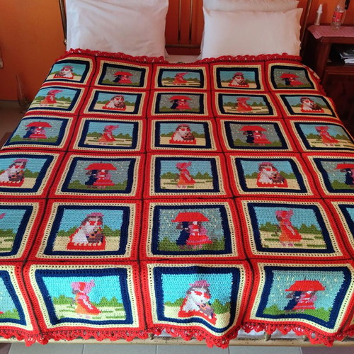 Crochet blanket like new, handmade patchwork 210x180 cm