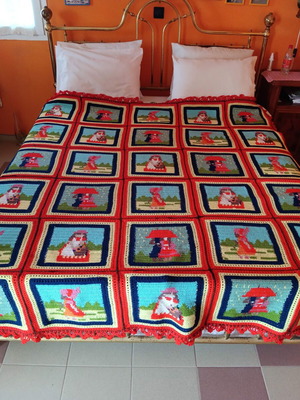 Crochet blanket like new, handmade patchwork 210x180 cm