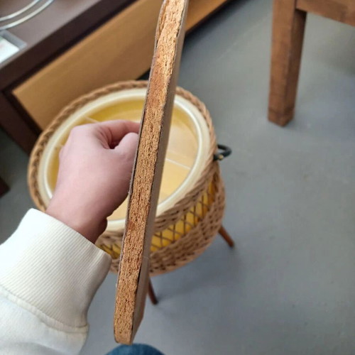 Vintage sewing basket with tripod used