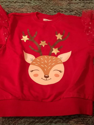 Sinsay sweatshirt used for girl 6 years old, red, size 122 cm