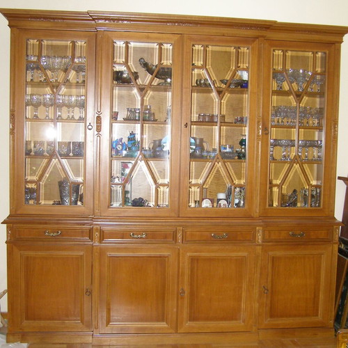 Classic solid wood sideboard with glass display cabinet, like new
