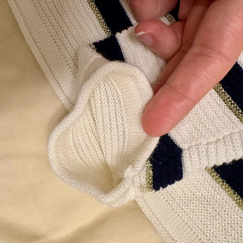Massimo Dutti 100% Cotton Sweater New, Size M, White and Blue