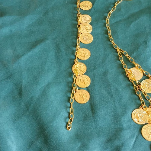 Unique jewelry set necklace, bracelet and earrings, new, copper-zinc alloy