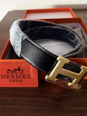 Hermes belt, black and gold, size 110cm