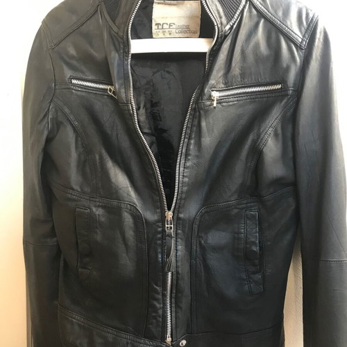 Leather bomber jacket black TRF Zara used, size L