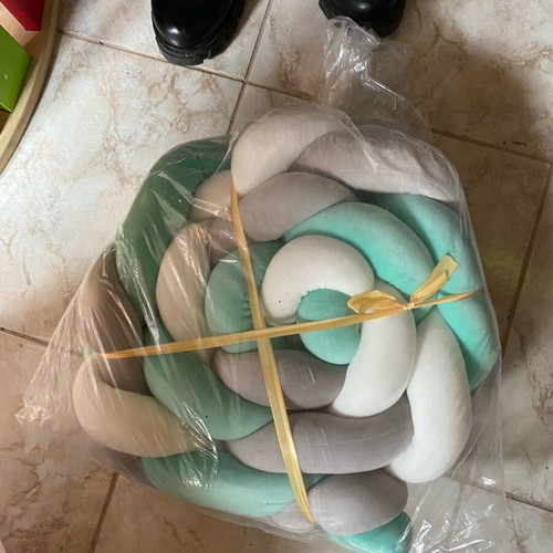 Braided crib bumper new, soft cotton baby bedding