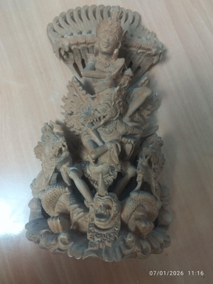 Authentic wooden carved statue used, Hindu god figure