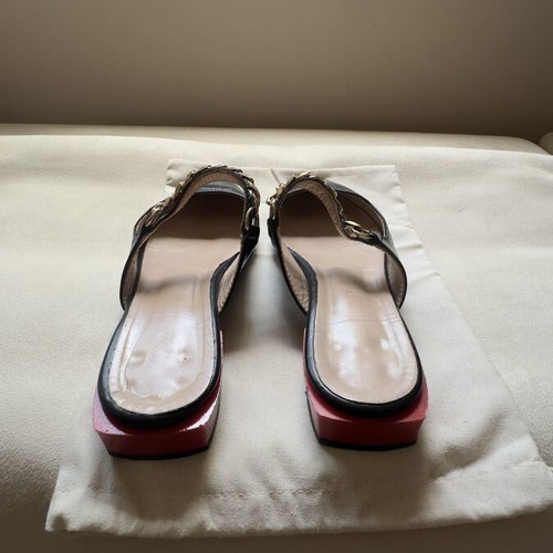 Wall Street Exclusive Collection Black Leather Slingback Flats like new