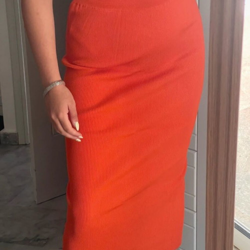 Zara midi skirt orange new with back slit