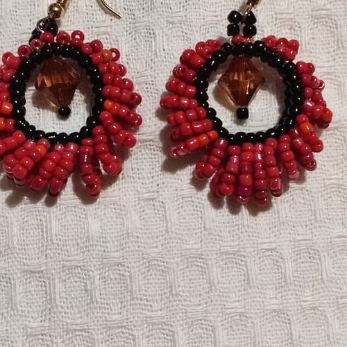 Handmade knitted earrings with beads new