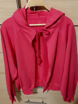 Bershka pink oversized cotton hoodie sweatshirt, size M