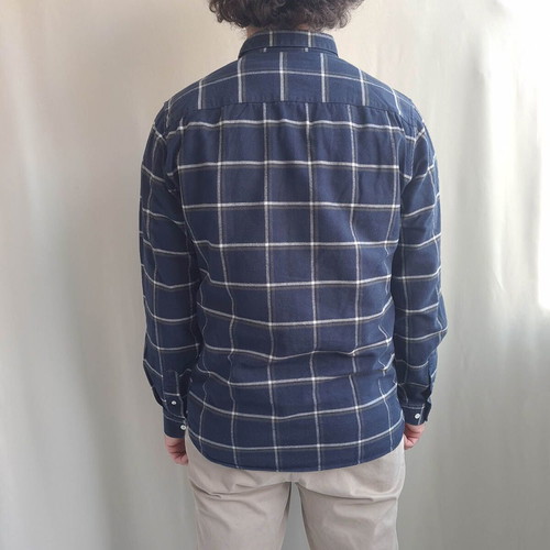 No Nationality men's flannel shirt size L used, blue, checked, thick
