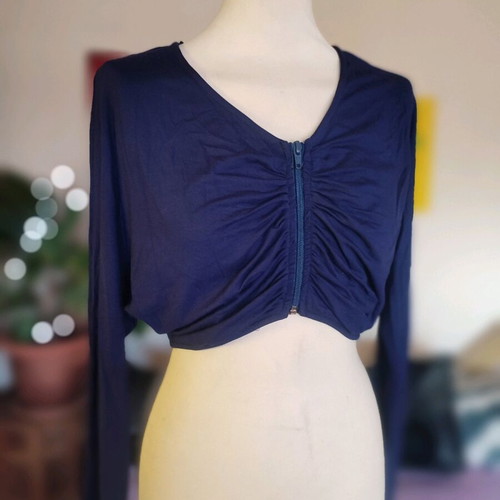 Bolero with zipper new, blue, cropped