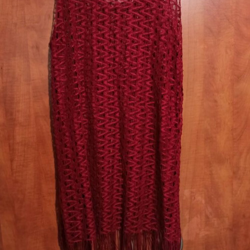 Beach Kaftan like new, burgundy, size S/M, knitted with fringes