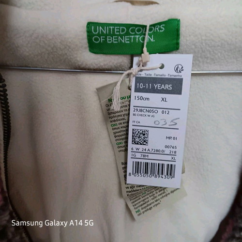 Benetton kids jacket new, grey and pink, size 152 cm