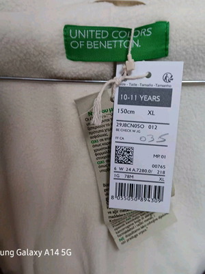 Benetton kids jacket new, grey and pink, size 152 cm