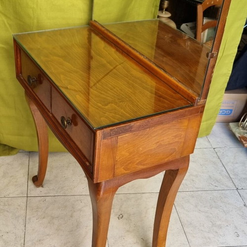 Queen Anna style vanity table used, walnut wood