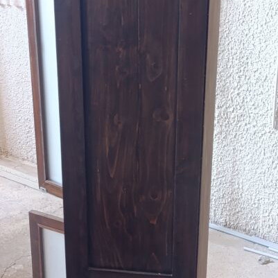 Wooden Display Cabinet vintage, used, solid wood with frosted glass