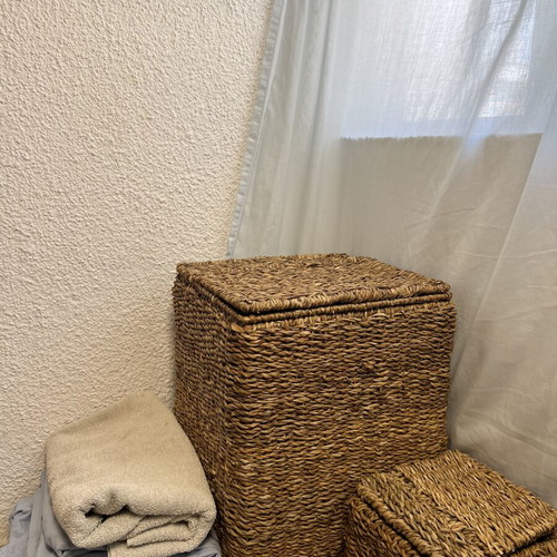 Woven laundry basket, decorative home storage