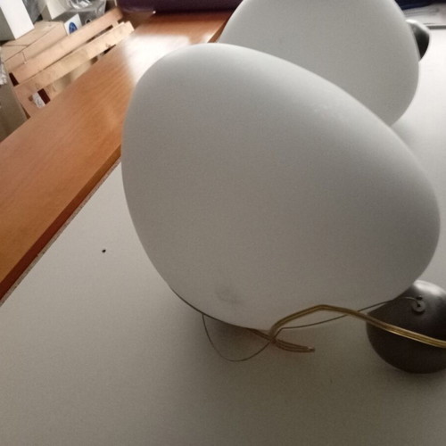 2 Pendant Single-Light Lamps Made of Blown Opaline Glass Amu Moser like new
